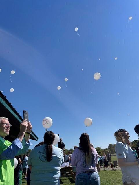 Hundreds of balloons were released as part of the Memorial Ceremony held towards the end of the Into the Light Suicide Awareness Walk.